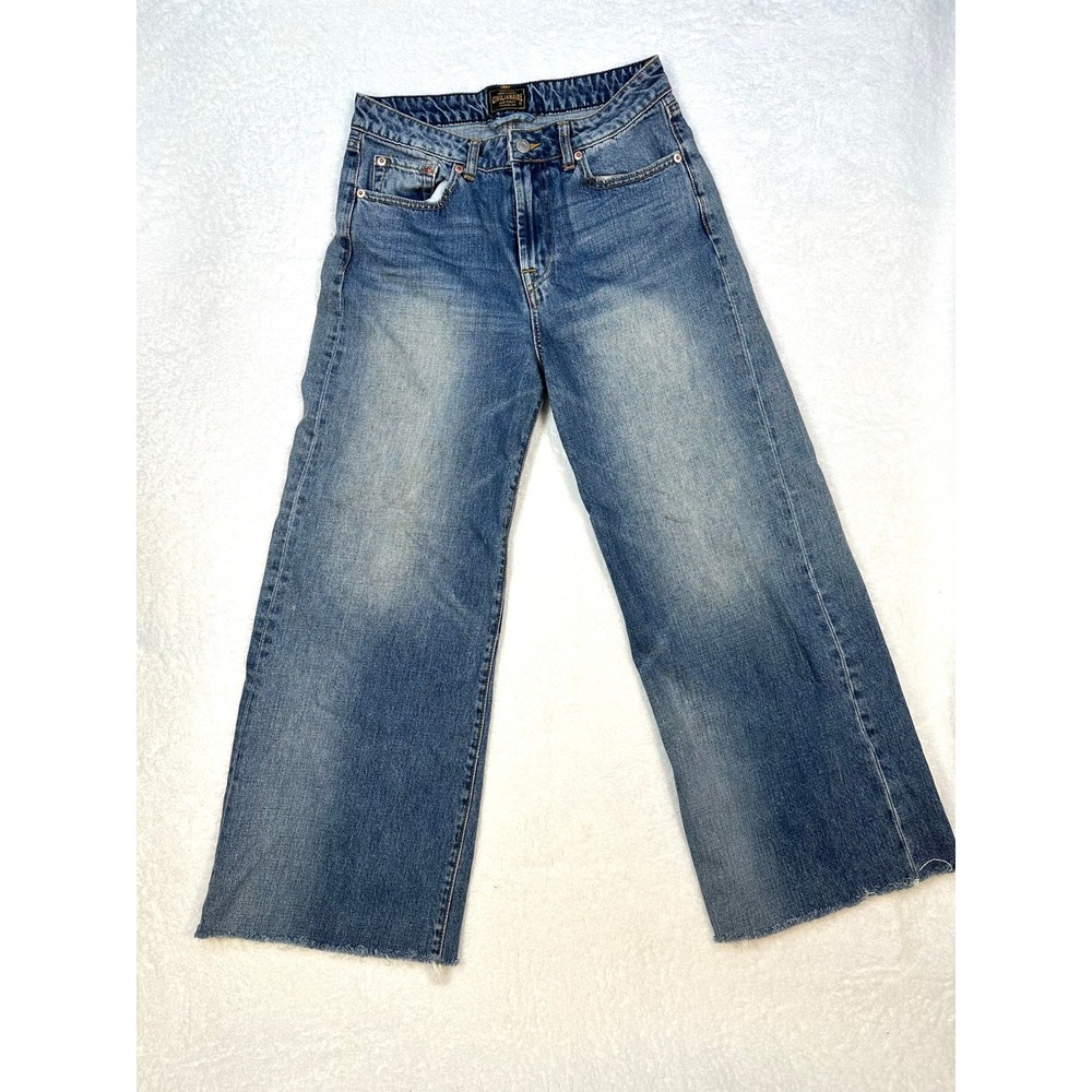 Civilianaire Wide Leg High‎ W058 womens 26 cropped fray jeans denim medium